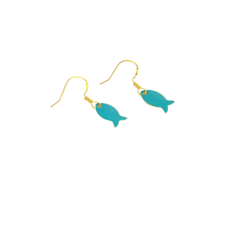 earrings steel gold blue fish2